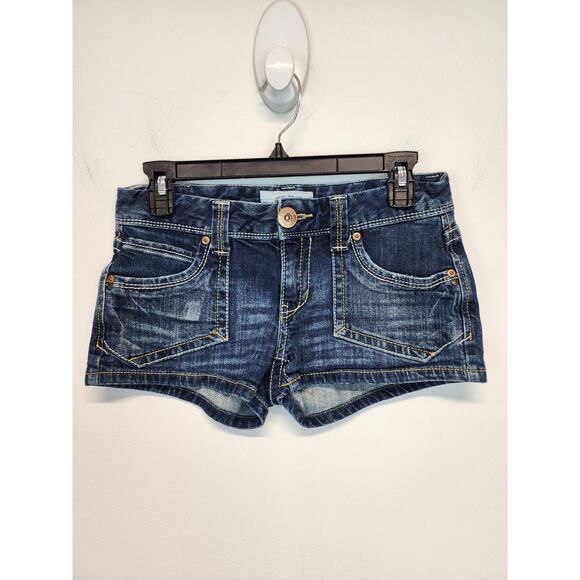 Aeropostale Y2K Micro Mini Denim Shorts Size 3/4 28" Medium Wash Low Rise A87 - Picture 1 of 10